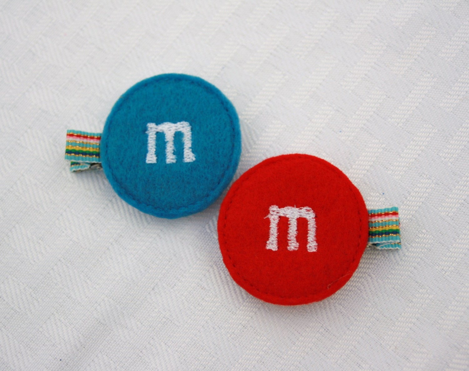 My Candy Clippie set, Red and Blue Candy Inspired Hair Clips