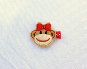 My Favorite Girl Monkey Clippie, Red and Brown Sock Monkey Inspired Hair Clip