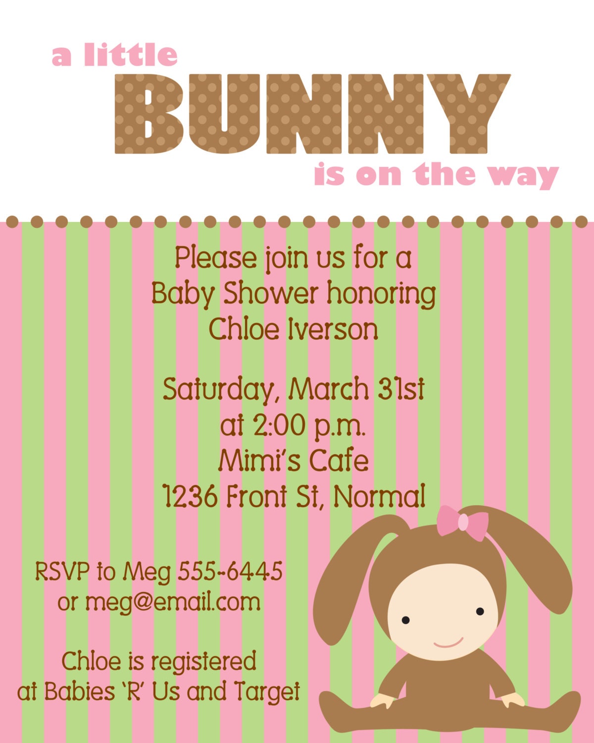 Pink Bunny Easter Baby Shower Invitations Il_170x135