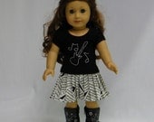 Rock Star Pleated skirt and Black Tee for American Girl Dolls