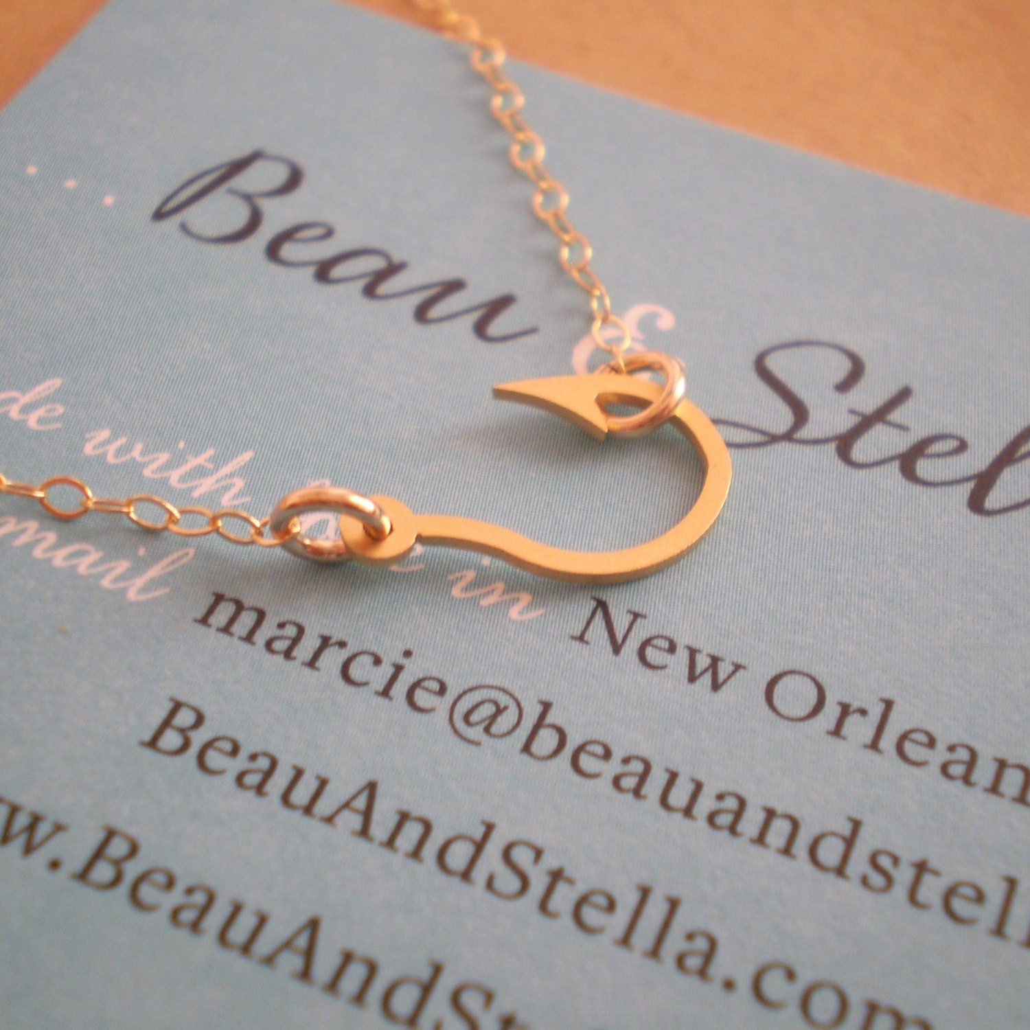 Fish Hook Necklace -  14k Gold Filled, Rose Gold Filled or Sterling Silver
