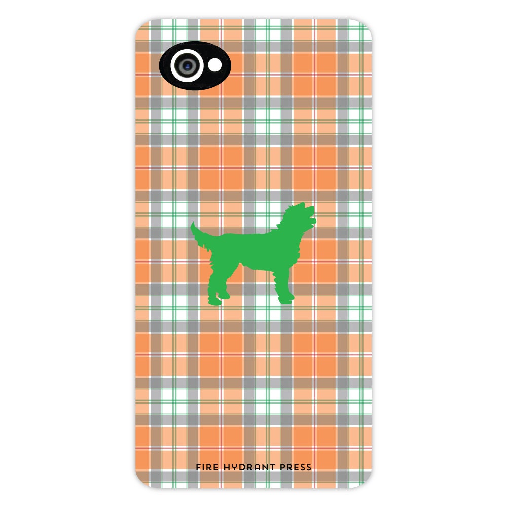 iPhone 4 and 4s Dog Silhouette Custom Phone Case in Plaid Pattern