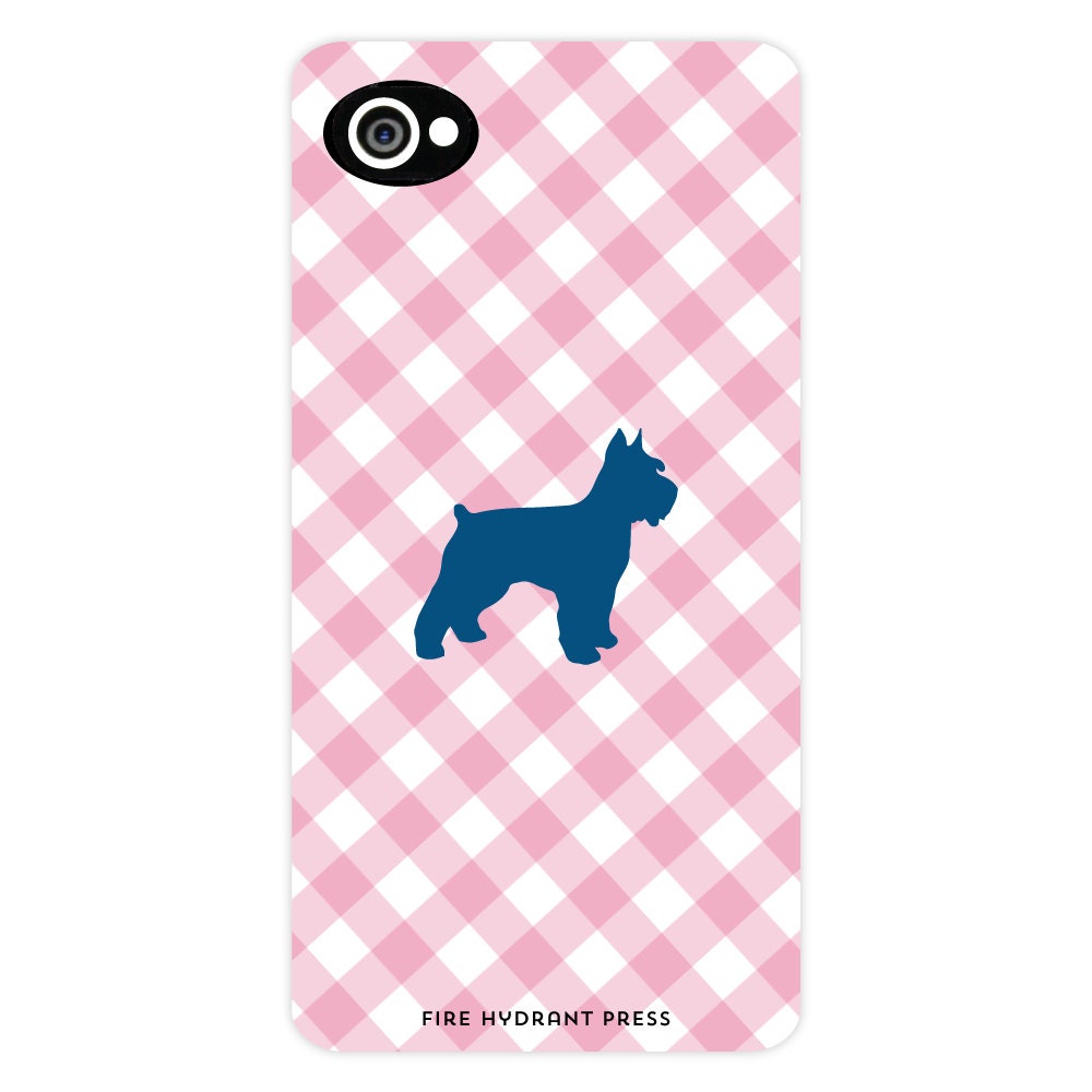 iPhone 3 Dog Silhouette Custom Phone Case Gingham Prints