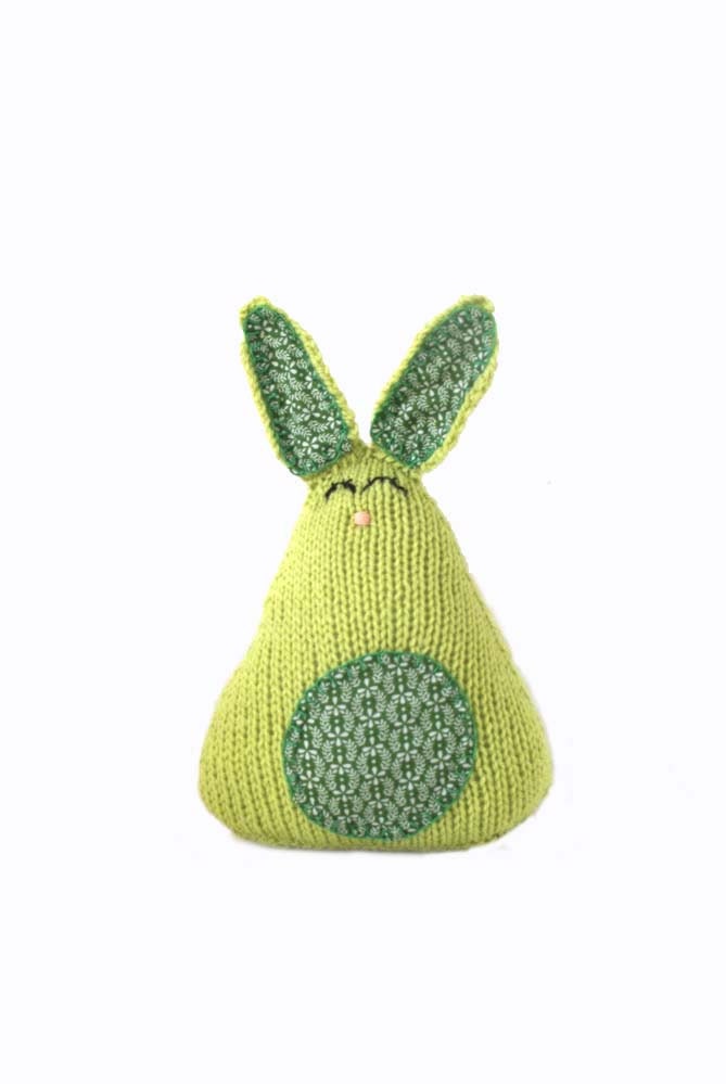 Handmade Knit Lime Green Easter Bunny, Ready to Ship