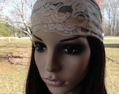 Wide Boho Headband Stretch Lace Headband Womens Adult Head band Stretch Lace Head covering Lace Headcovering