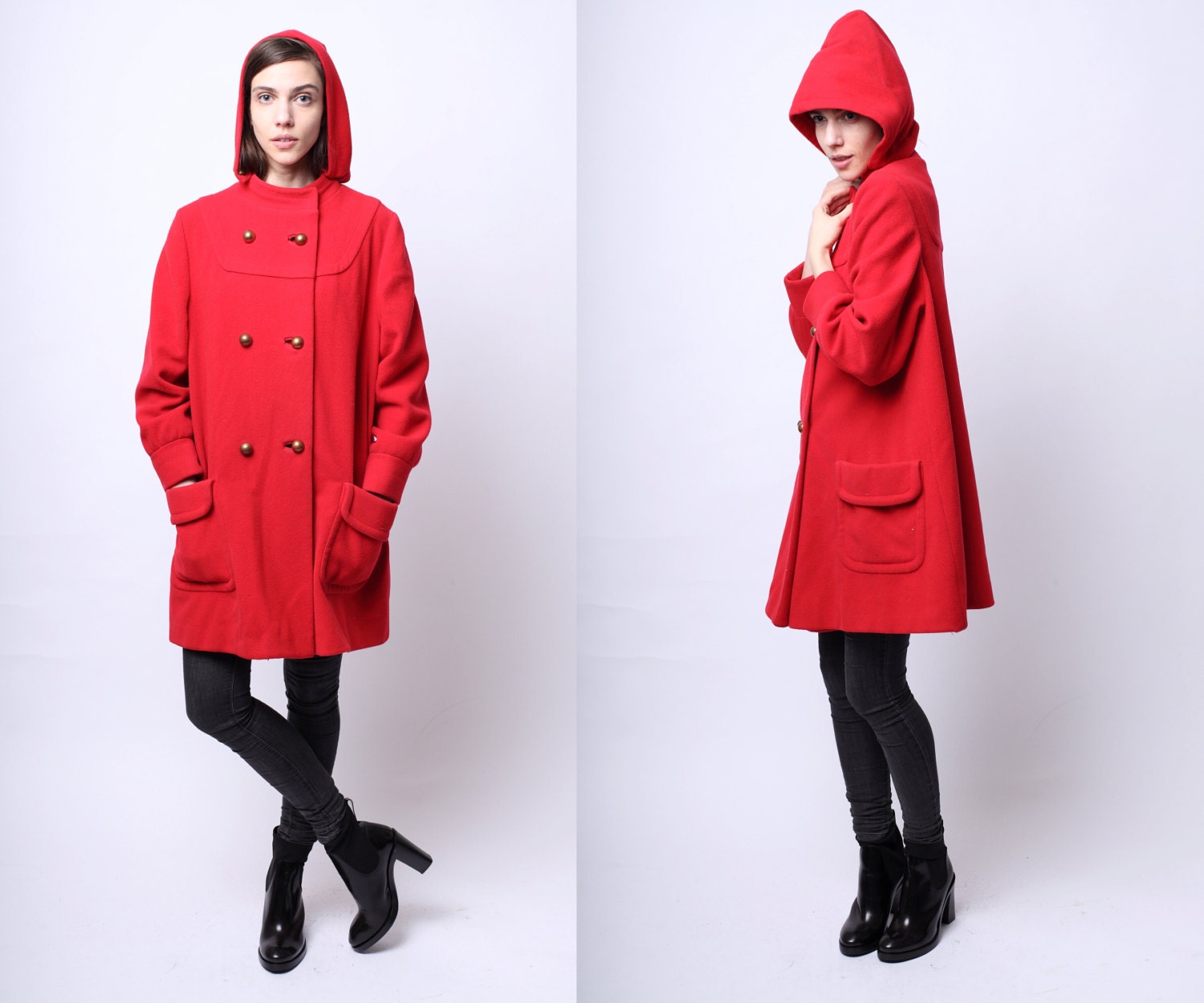 1960s Perrault Red Riding Hood Wool Coat S / M