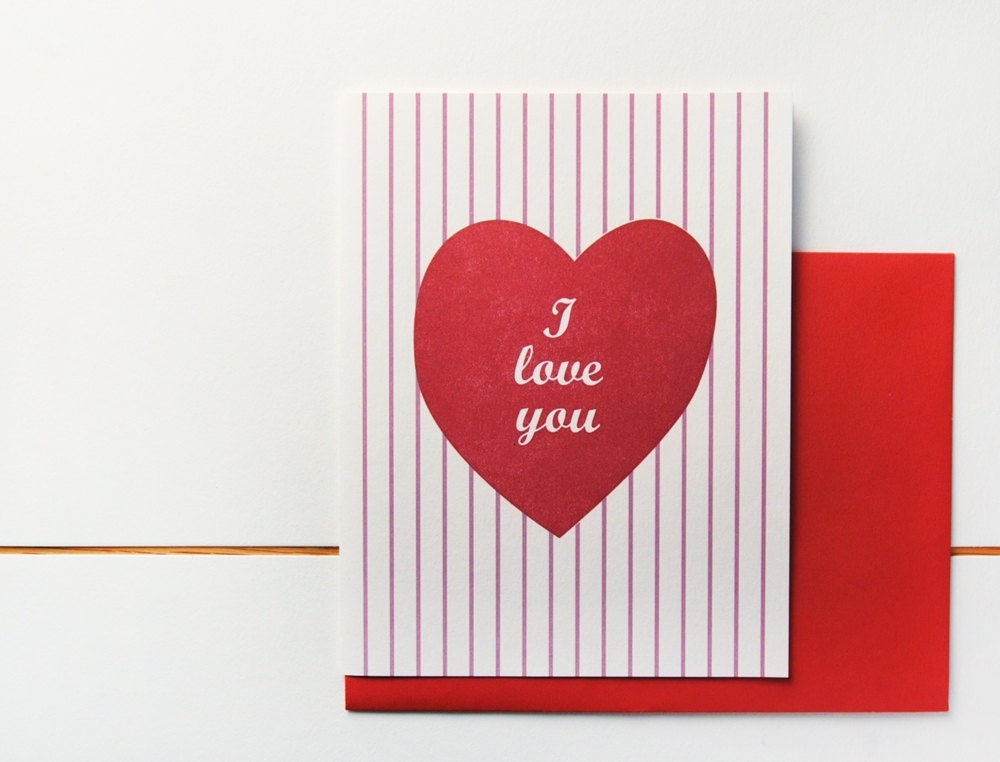 I Love you. Sweet Letterpress printed Valentine's Day Card
