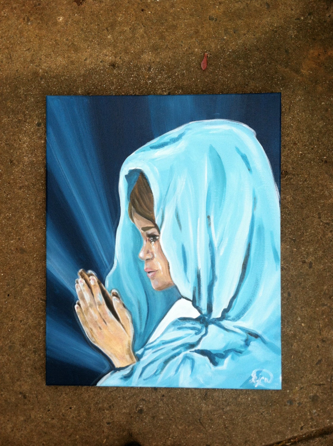 ORIGINAL Praying Girl 16x20 Wall Art