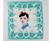 read my mind, by julie tillman. original embroidery art on vintage floral hankie