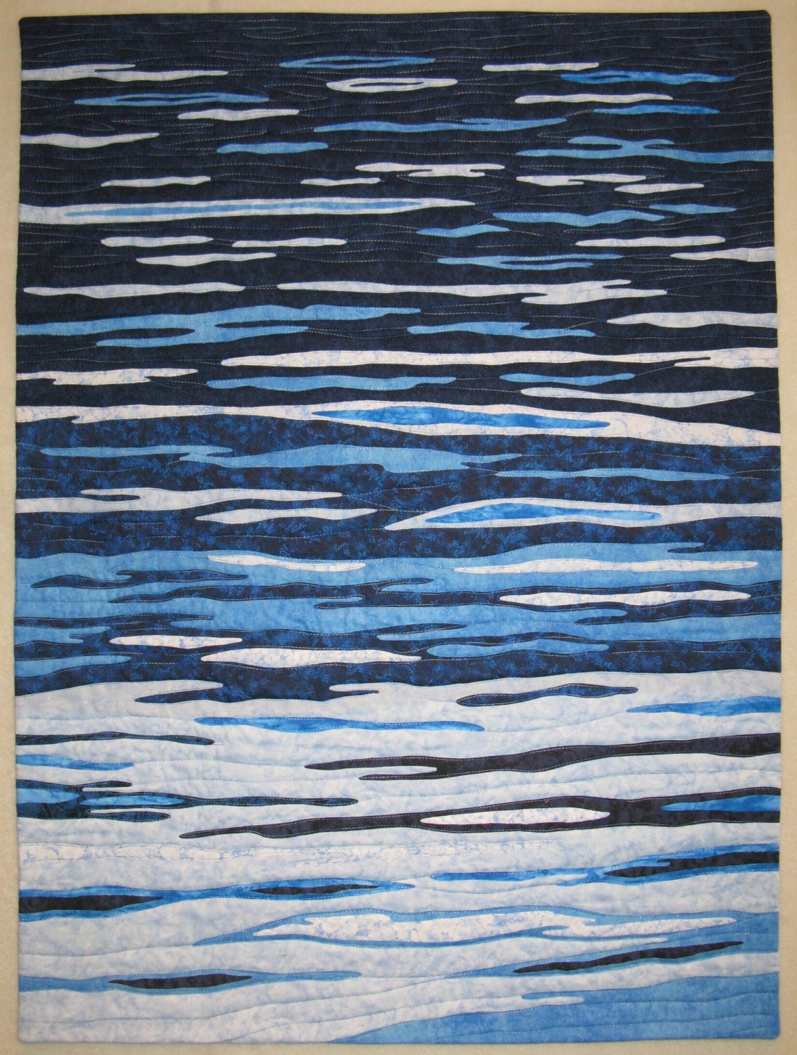 Reflections on a Blue Day - Art Quilt - 29 x 39 inches