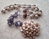 Vintage AB Rhinestone Spring Floral Purple Necklace, Blooming, FREE SHIPPING by Maddie Lisee