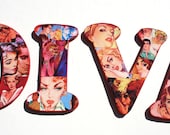 Wall word, Diva word, DIVA wall letters, Collaged wall letters, Pulp DIVA wall word, Collaged Wall word