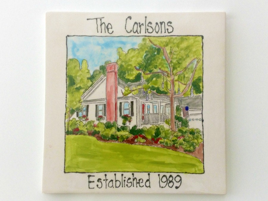 Custom home portrait ornament- housewarming, hostess gift, personalized keepsake from your photo by Cathie Carlson
