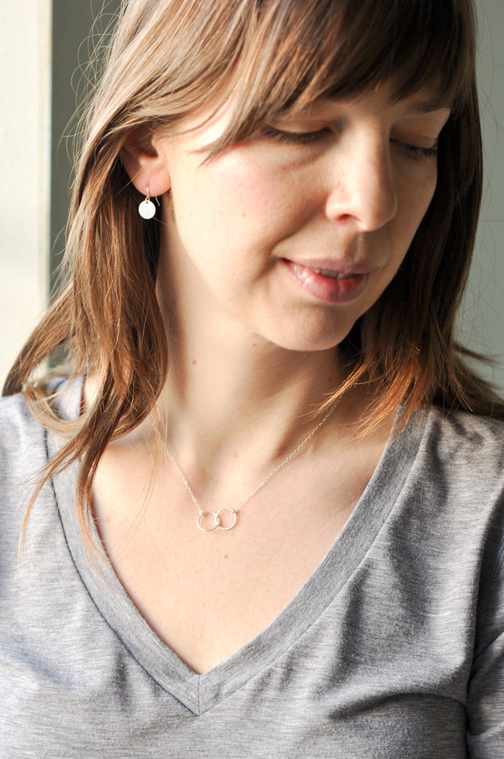 Mother daughter jewelry - mother daughter necklace - mom necklace - silver necklace - two circles necklace - mother child - mom gift