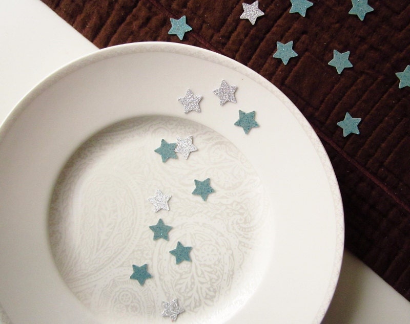 Stardust Confetti - Silver and Blue Glitter Stars