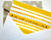 Watercolor Card - Yellow Stripes with Dots and Triangles - Sweet Simple Things in Life