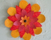 Home wall decor art sculpture large metal flower kitchen art red orange yellow Dahlia Mum Zinnia