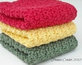 Crochet Dishcloths Kitchen Cotton Durable Textured Washcloths For Kitchen or Bathroom Set of 3