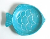 Mid Century Aqua Haeger Ceramic Fish Dish