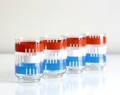 Vintage Red White and Blue Striped Drinking Glasses by Libbey
