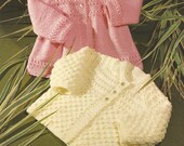 Vintage Babys Knitted Matinee Coats x 2 Knitting Pattern PDF (BRT61)