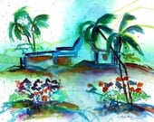 Stormy Caribbean Watercolor Print