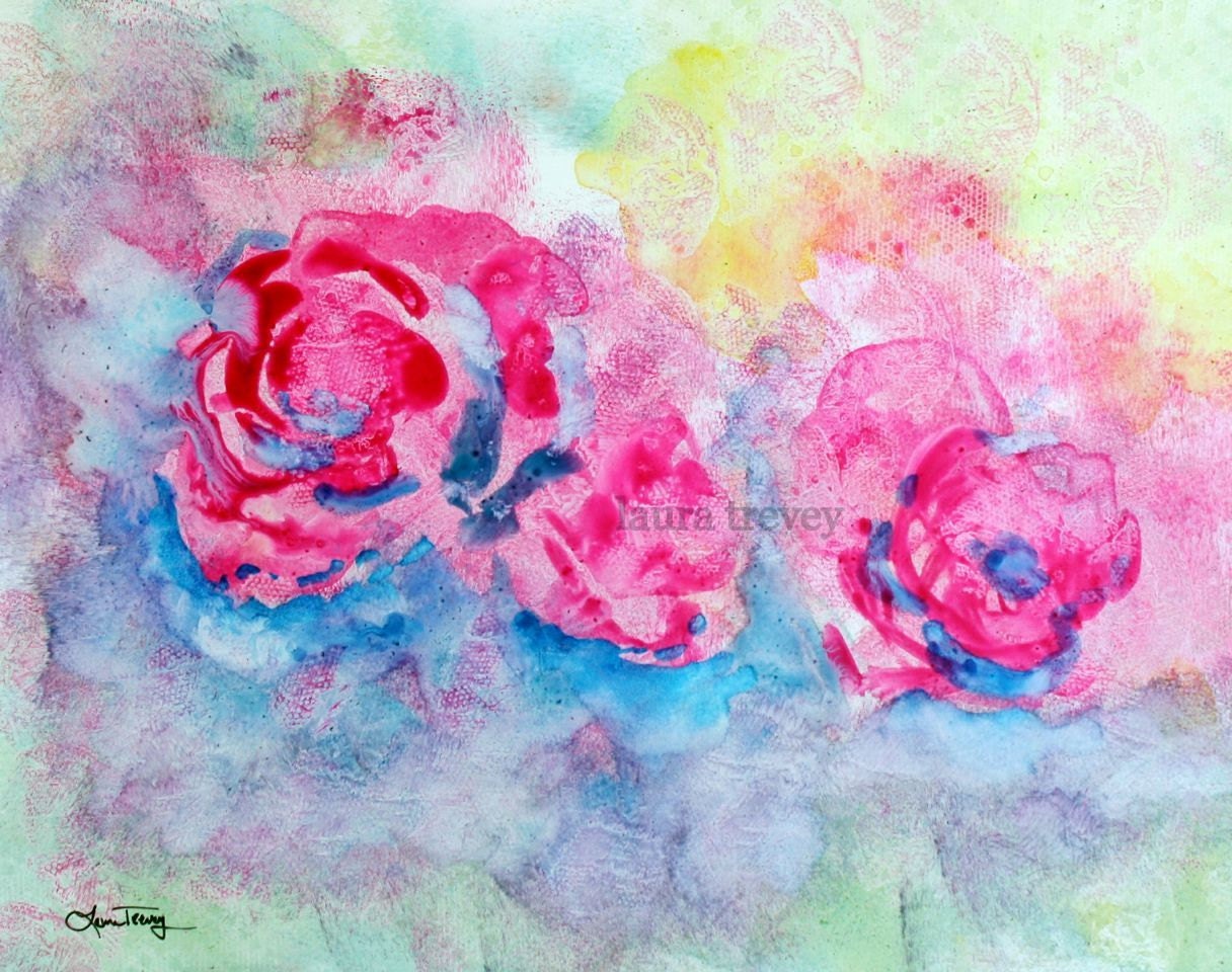 Pink Roses Laura Trevey Watercolor Art Print