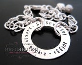 Family All Around Bracelet - Hand Stamped Sterling Silver Personalized Washer Bracelet
