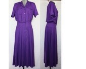 Vintage Dress, Purple Buttondown Maxi Day Dress by Alain Toussaint