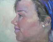 Small Portrait, Female Profile, "Courtney In Paris" 6x8" Oil Painting, Daily Painting