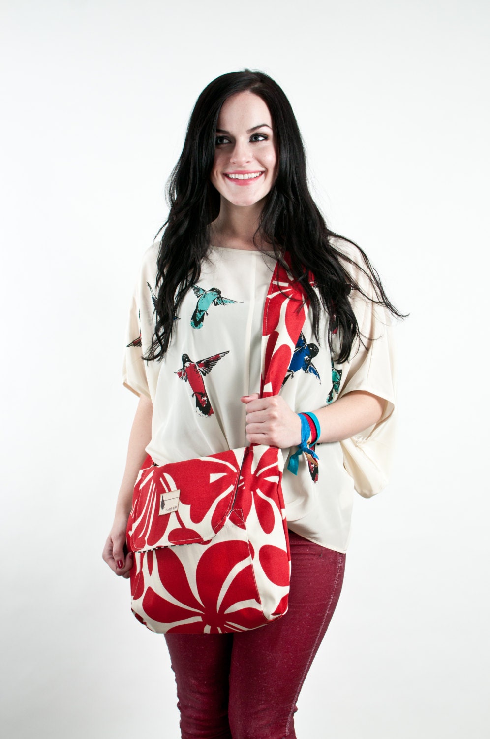 Flipped Bird reversible messenger bag, perfect for ipad, lots of pockets