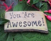 Refrigerator Magnet- "You Are Awesome"  -  Affirmation Carved in Spalted Alder Wood