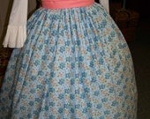 Colonial,Civil War,Victorian,costume Long SKIRT and Sash one size fit all  Blue with peach flowers with Peach Sash