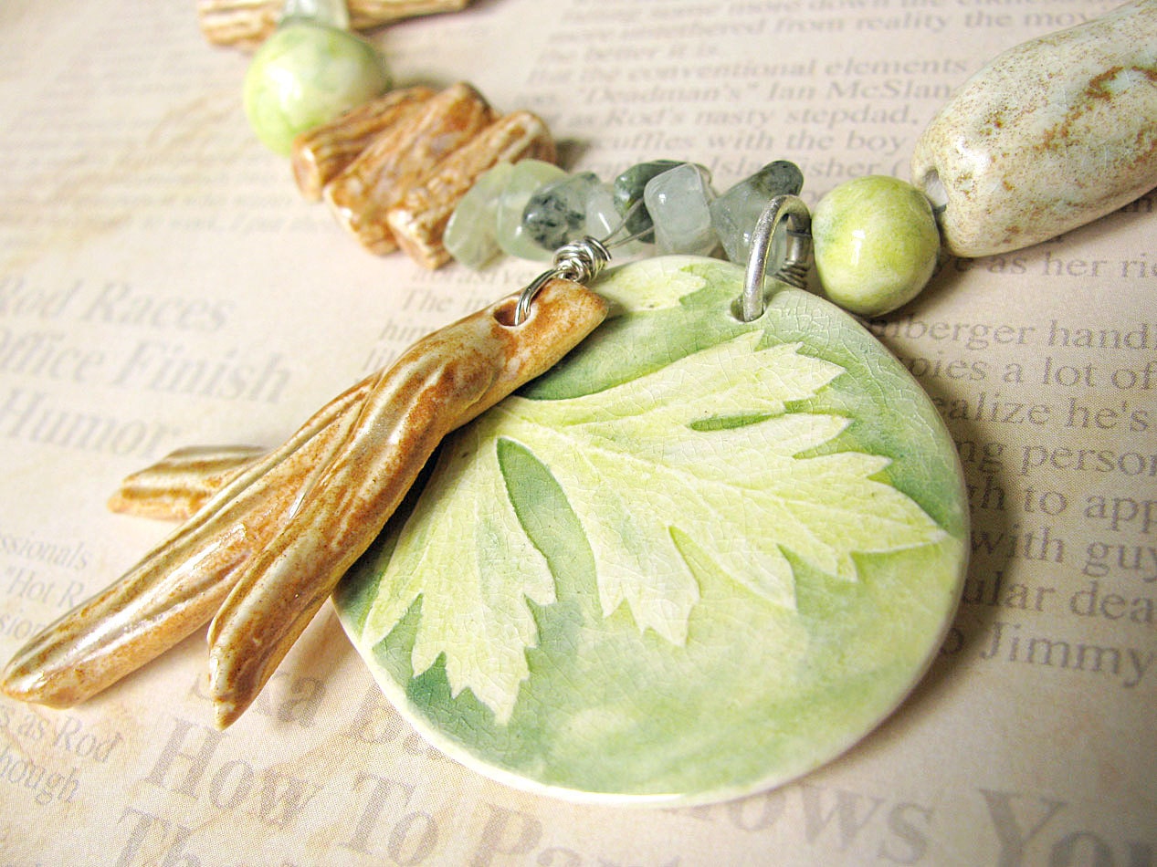 Woodland Walk Necklace Hand Sculpted Beads