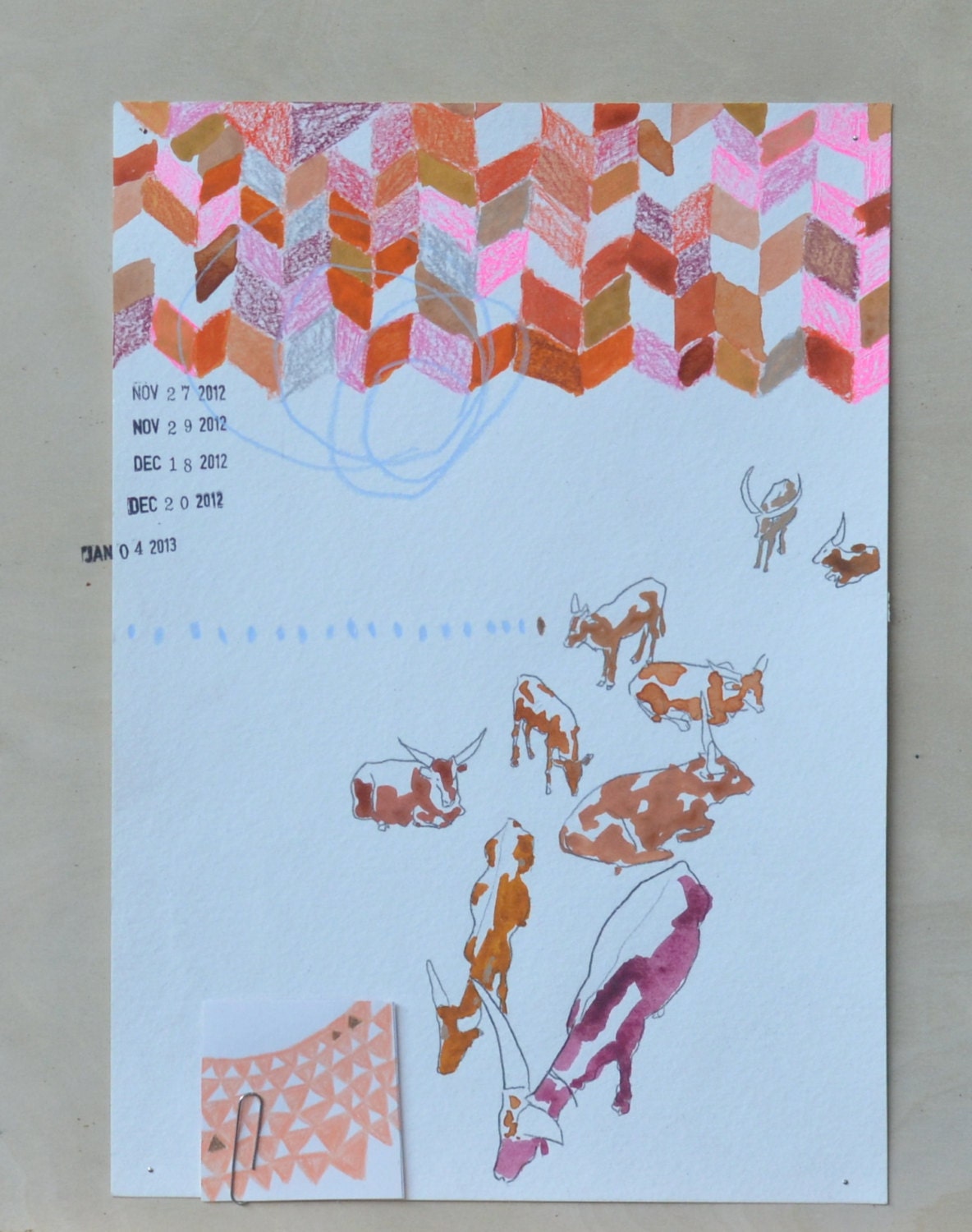 mixed media on paper - original - something more complicated, more essential, more primal