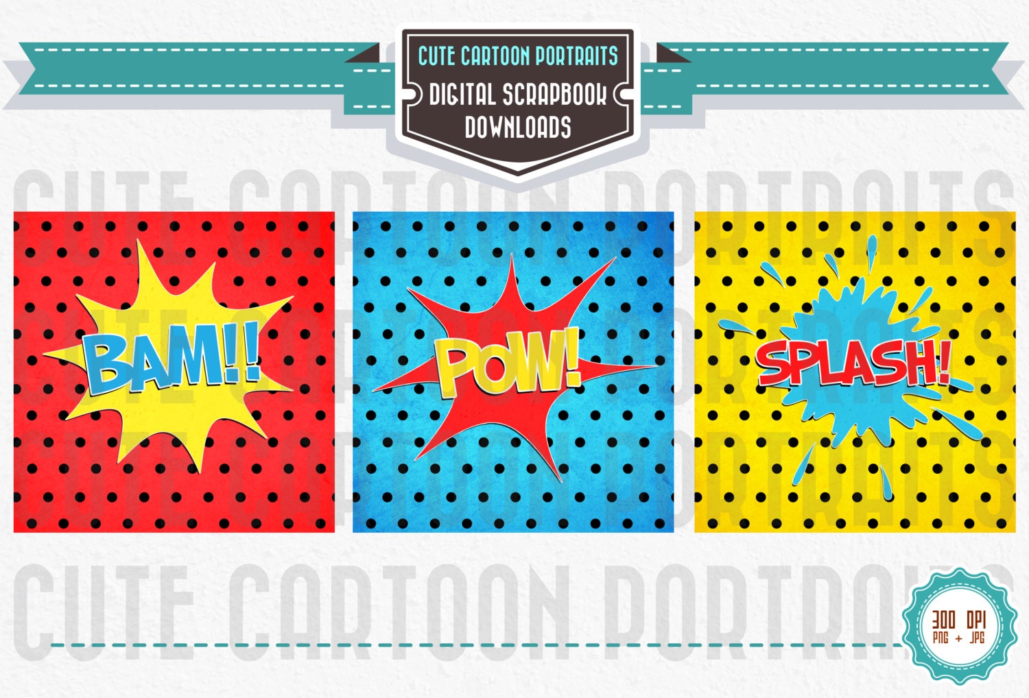 Instant Download - Super Hero Speach Action Bubbles - Cute Digital Clip Art Collage Sheet