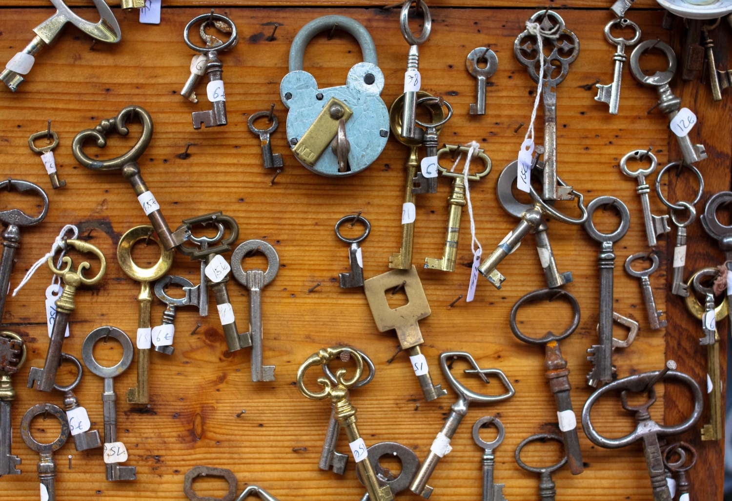 Paris Photography - Antique Keys in Paris, France - Fine Art 8x10 Photograph- Paris home decor - honey brown