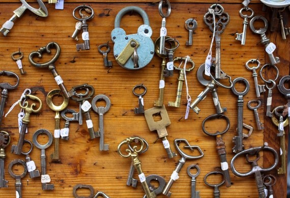 Paris Photography - Antique Keys in Paris, France - Fine Art 8x10 Photograph- Paris home decor - honey brown
