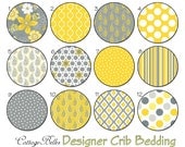 Changing Pad Cover - Gray Matters - Paisley Dots Ikat Yellow Grey -  by Cottage Belles