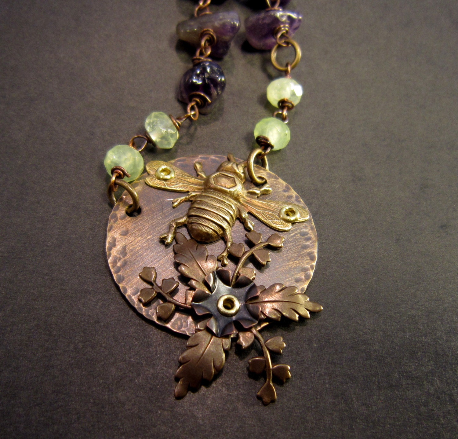 Flower and Bee Necklace