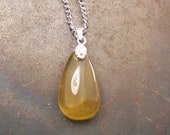 Yellow Opal Sterling Silver Necklace pendant on chain - Yellow Opal necklace  - cabochon 18 inch curb chain - genuine natural opal