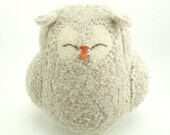 Owl Felted  Wool Recycled Room Decor Owl with Lamb Wool Stuffing Light Beige Eco Friendly  Ornament