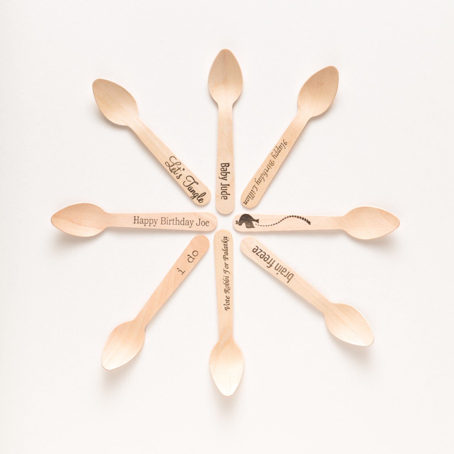100 Wooden Ice Cream Spoons - Customizable - Perfect For Weddings, Special Events, Businesses