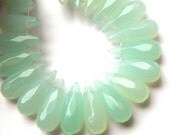 Chalcedony Quartz 18MM X 8MM Faceted Teardrop Briolette - 10 Stones - 3 Inch Strand - Semiprecious Stones - Gemstone Beads