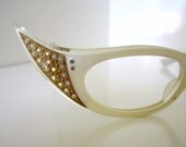 Cat eye Rhinestone Eye Glasses from France 1950s Winged Sun Glasses