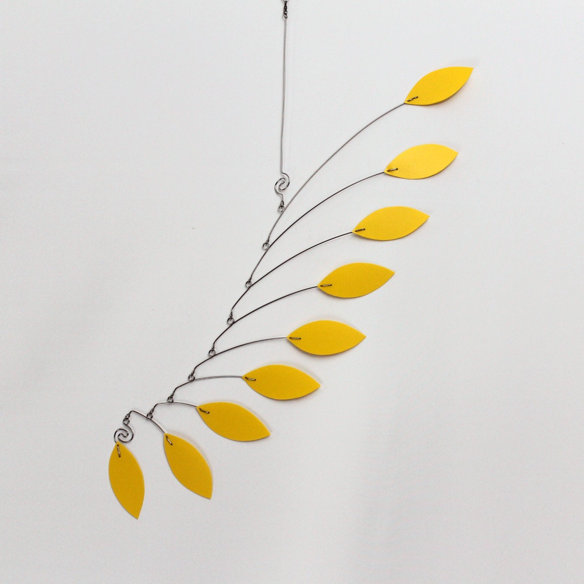 Kinetic Mobile Sculpture - Wave Style in Lemon Yellow - Feng Shui- Calder Inspired
