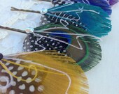Bridesmaid Hair Pins, Peacock Hair Pins - Set of 4 - Feather Hair Pins TUXEDO Series, Hair Pieces for Bridesmaids, Bridesmaid Gift, black