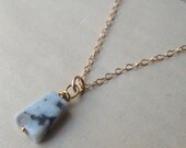 Geometric Jasper Stone Pendant on Thin Gold Fill Chain, simple modern necklace