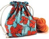 Knitting Project Bag Crochet Project Bag Square  - Daylillies