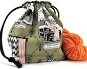 Knitting Project Bag Crochet Project Bag Square  - Ghastly Portrait